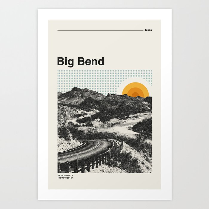 Big Bend National Park Retro Abstract Travel Poster Art Print