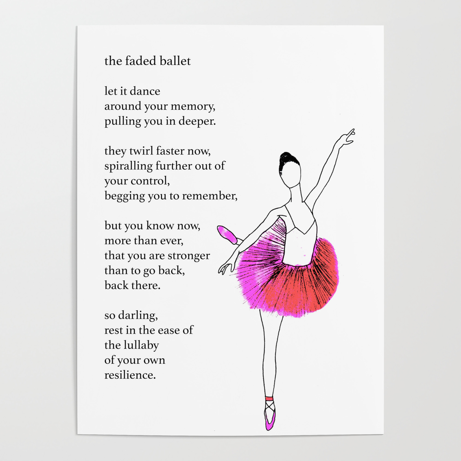Demokrati Beliggenhed Definere the faded ballet poem Poster by blanc by kat | Society6