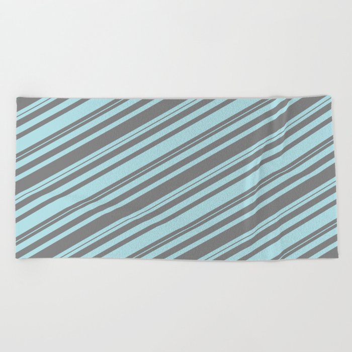 Grey and Powder Blue Colored Lined/Striped Pattern Beach Towel