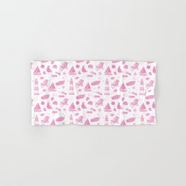 Pink Summer Beach Elements Pattern Hand & Bath Towel