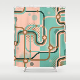 Two seamless patterns in different colours. Abstract interpretation of the subway map.  Shower Curtain