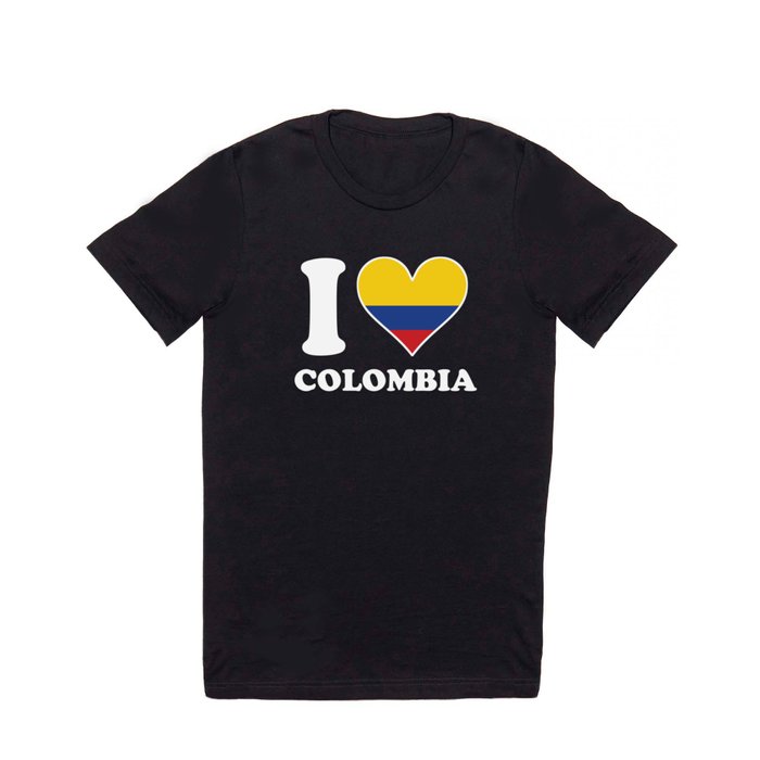 I Love Colombia Colombian Flag Heart T Shirt
