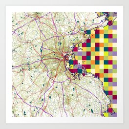 Boston 's pop urban map Art Print