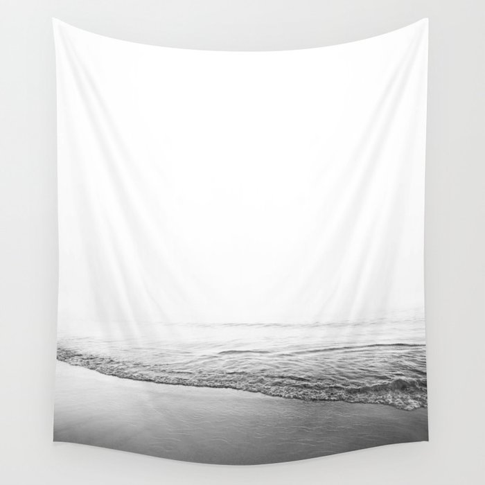 Beach Shoreline | Black and White Photography | Water | Wave | Ocean | Sea | Beach | Summer  Wall Tapestry