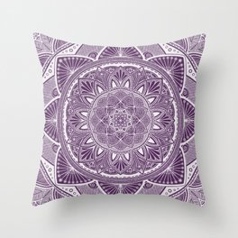 Grape Purple and White Mandala 3 Throw Pillow