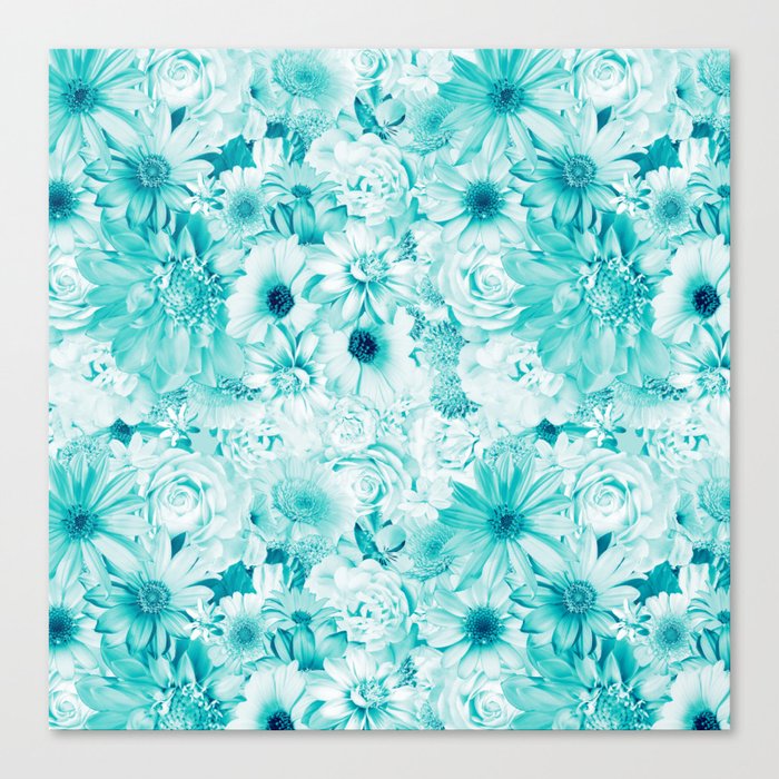 arctic blue floral bouquet aesthetic cluster Canvas Print