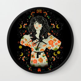Kate Bush Wall Clock | Flowers, Lineart, Katebush, Hippie, Singer, Star, Graphicdesign, Folklore, Woman 