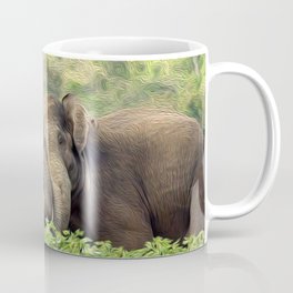 Digital Oil Painted Sri Lankan Elephants Coffee Mug