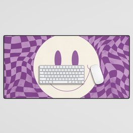 Warp checked smiley in purple Desk Mat