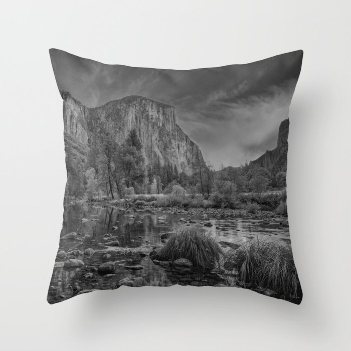 Valley View B & W 6656 - Yosemite National Park, CA Throw Pillow