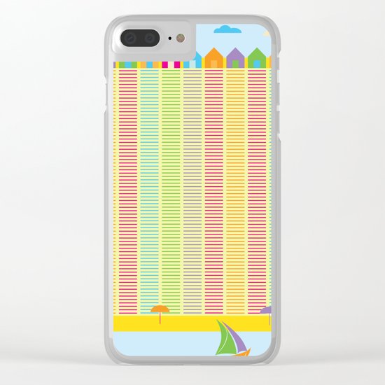 Beach cabins pattern stripes Clear iPhone Case