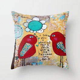  I love you a bushel and a peck, whimsical birds with flower Throw Pillow