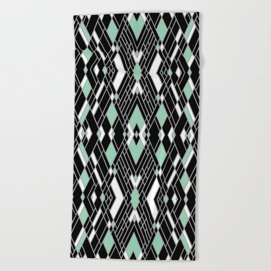 Art Deco Zoom Mint Beach Towel