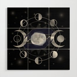Full moon and triple goddess in hands of a witch Wood Wall Art