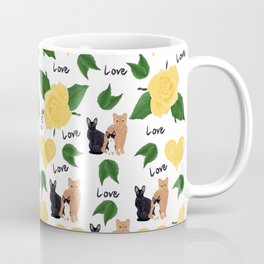 Yellow Rose and Cats Coffee Mug