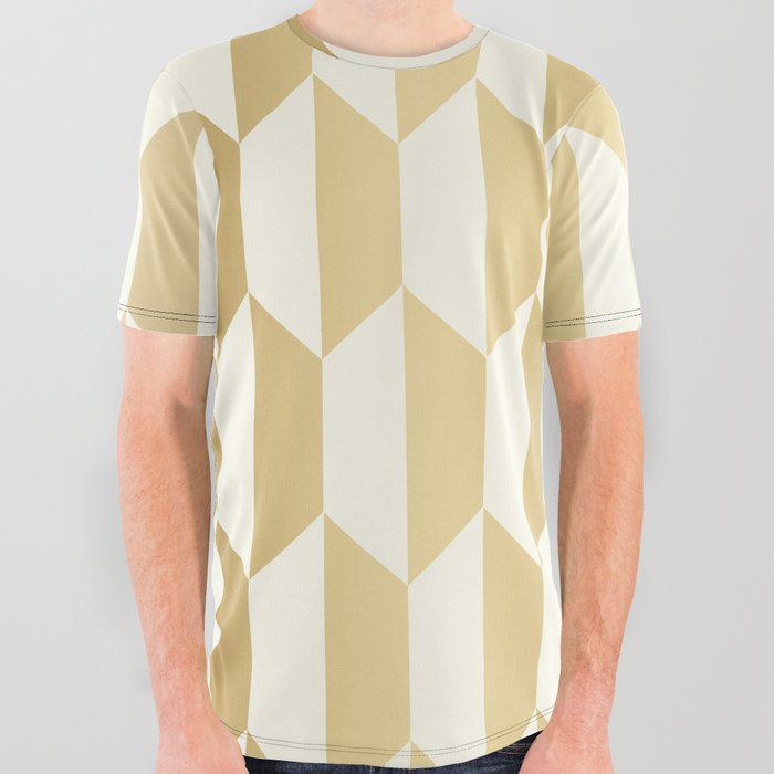 Ivory and Gold Hex Tile  All Over Graphic Tee