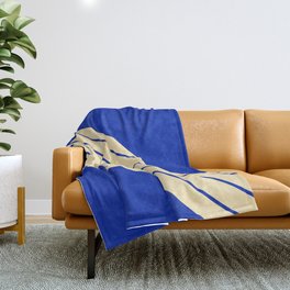 Classic Striped Retro Stripes in Blue and Beige Color Throw Blanket