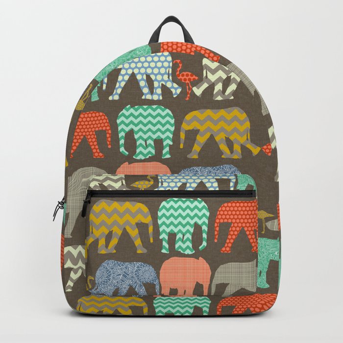 baby elephants and flamingos Savannah Backpack