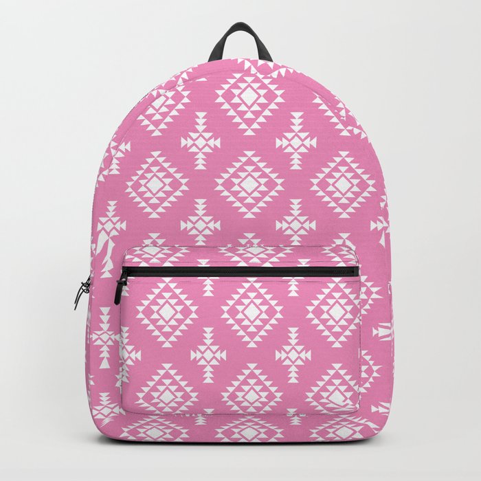 Pink and White Native American Tribal Pattern Backpack