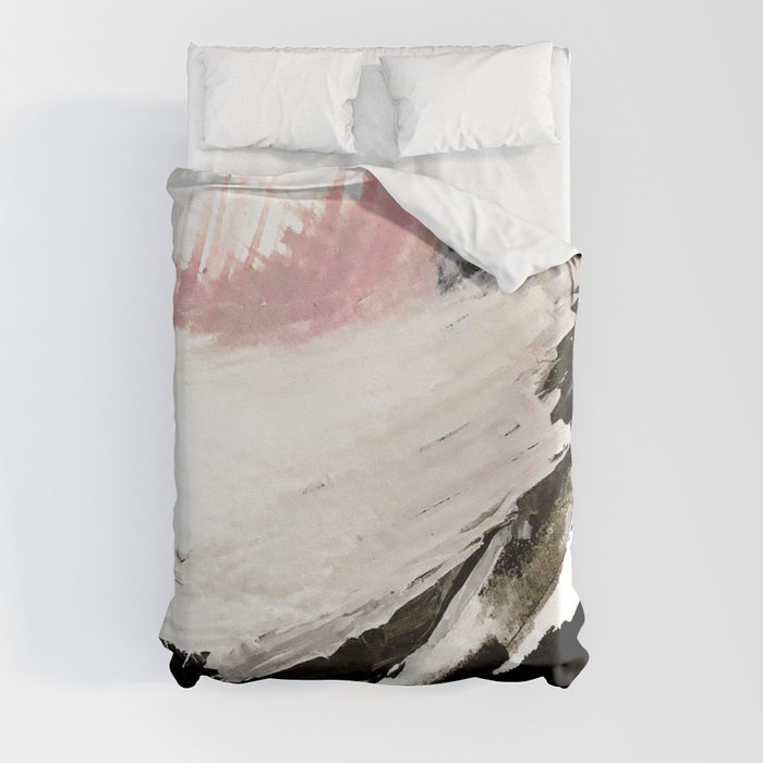 Crash: an abstract mixed media piece in black white and pink Duvet Cover
