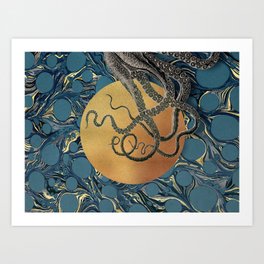 Gold Marble Octopus Art Print