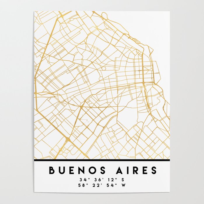 BUENOS AIRES ARGENTINA CITY STREET MAP ART Poster