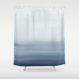 Modern Blue Watercolor Ombre Shower Curtain