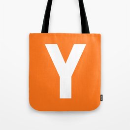 Letter Y (White & Orange) Tote Bag