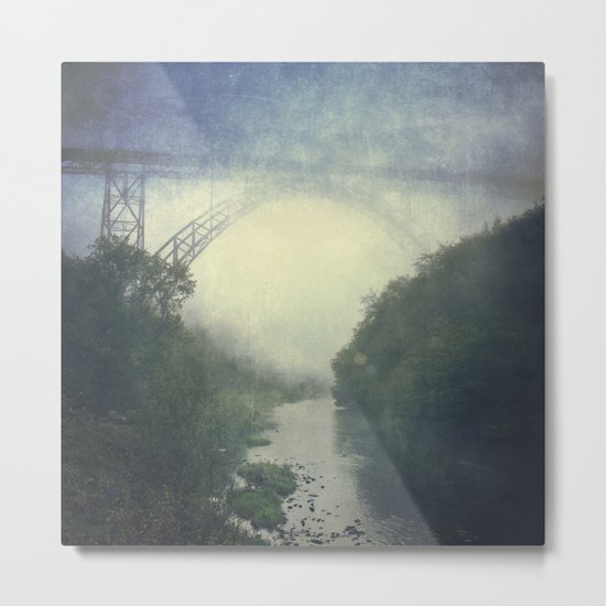 Bridge - River - Fog Metal Print