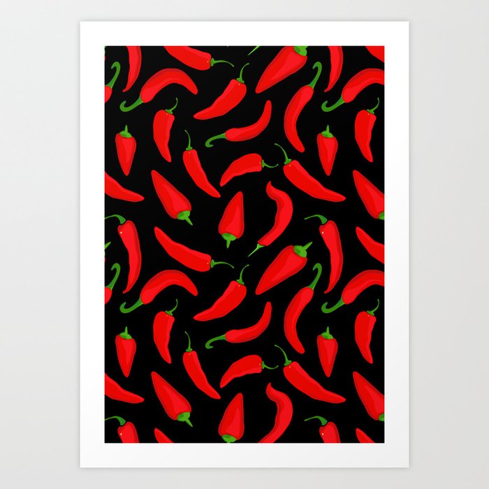 Red Chilli Peppers Pattern Art Print