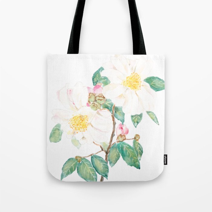 white camellia flowers watercolor  Tote Bag