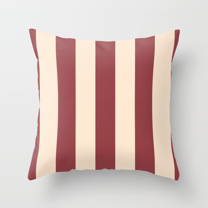 Classic Cabana Stripes Dark Red Throw Pillow