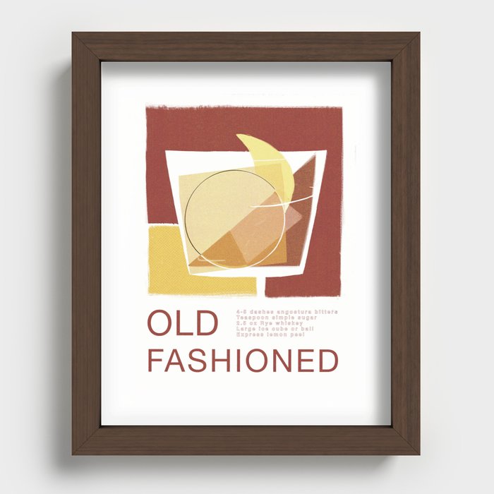 Old Fashioned Whiskey Cocktail Mid Century Modern Design Recessed Framed Print