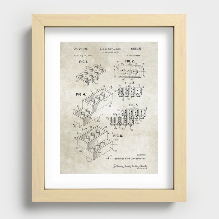 Lego/patent Recessed Framed Print