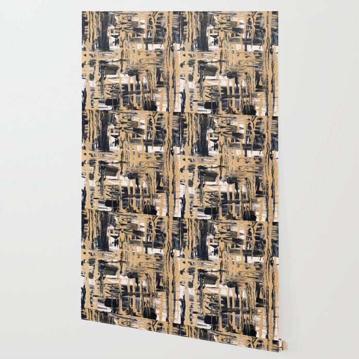 Black And Gold Abstract Painting Wallpaper By Claudianolascoart67
