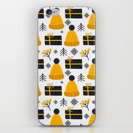 Christmas Pattern Yellow Black Gifts Bell iPhone Skin