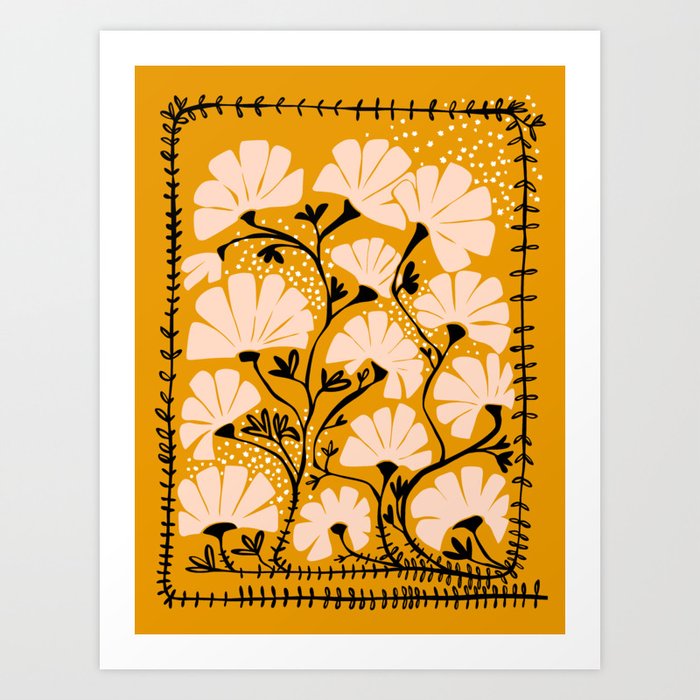 Ever blooming good vibes mustard yellow Art Print