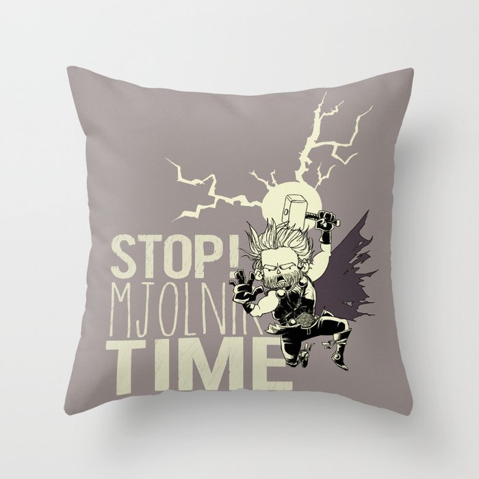 Stop! Mjolnir Time Throw Pillow