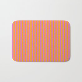 [ Thumbnail: Orchid & Orange Colored Stripes/Lines Pattern Bath Mat ]