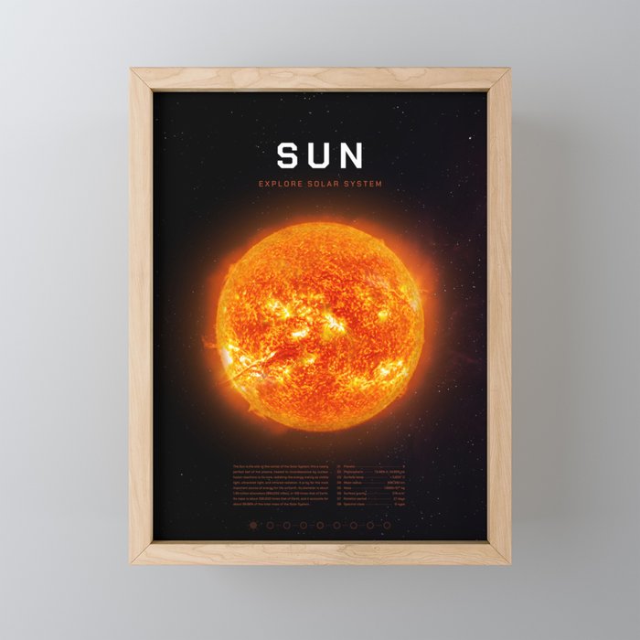 Sun star. Poster background illustration. Framed Mini Art Print