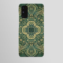 Golden Lace Mandala on Deep Green Android Case