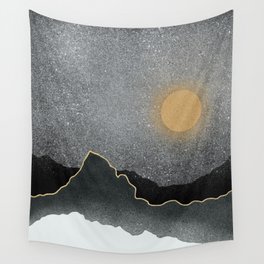 Black Mountains Gold Moon Wall Tapestry