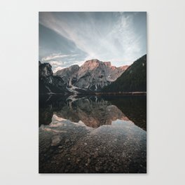 morning Reflection at the famous Lago di Braies Canvas Print