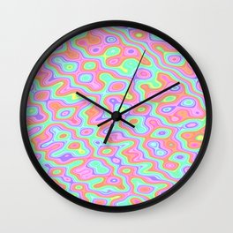 Neon Rainbow Ripples Wall Clock