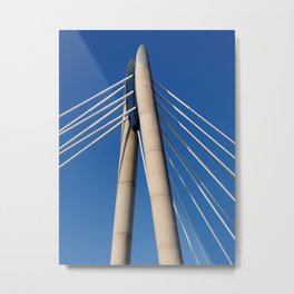 modern suspension bridge - southport engand Metal Print | Transport, Bridge, Outdoor, Cables, Geometric, Blue, Tower, Landmark, Southport, Suspension 