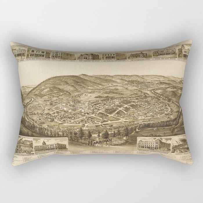 Aerial View of Harriman, Tennessee (1892) Rectangular Pillow