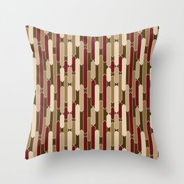 Modern Tabs in Brown, Burgundy and Tan Throw Pillow