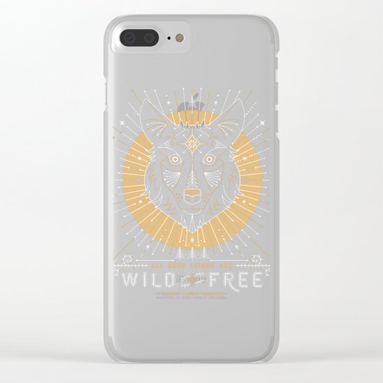 Wild & Free Wolf – Gold & Grey Clear iPhone Case