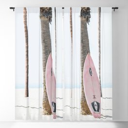 Pastel Pink Surfboard at Beach Blackout Curtain