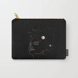 Mystic 94 Mind In Space Golden Line Drawings Minimal Minimalist Outer Space Solar Systems Star Astrology Astronomy Abstract Design Black Bohemian Style Carry-All Pouch